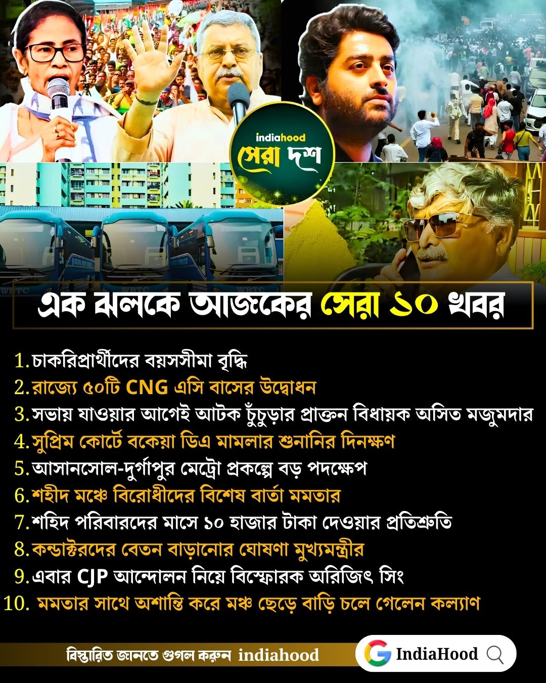 কলকাতায় শহীদ দিবস, তৃণমূল বিধায়ক গ্রেফতার…! আজকের সেরা ১০ খবর (২১ জুলাই)